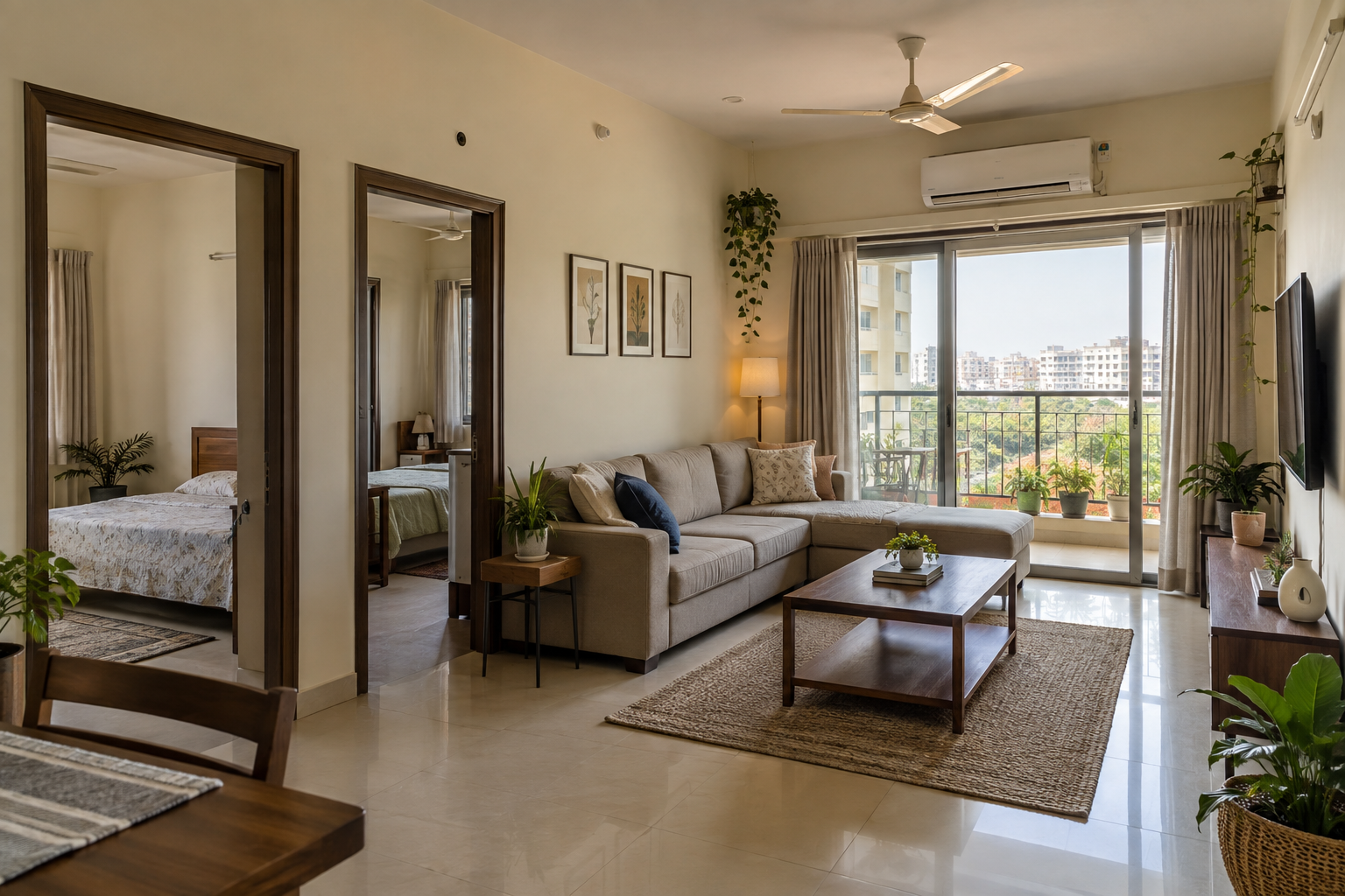 2 BHK semi-furnished apartment for rent in Kondapur